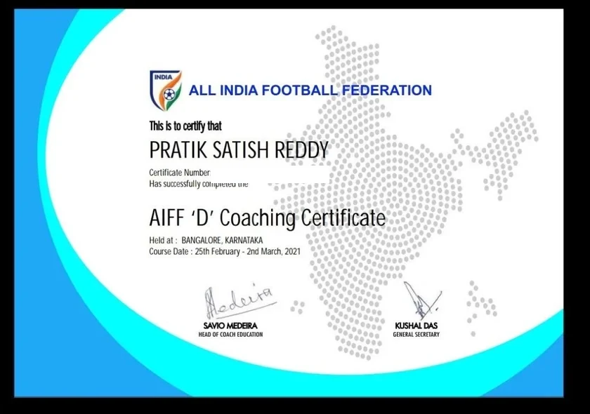 AIFF D Coaching Certificate certificate